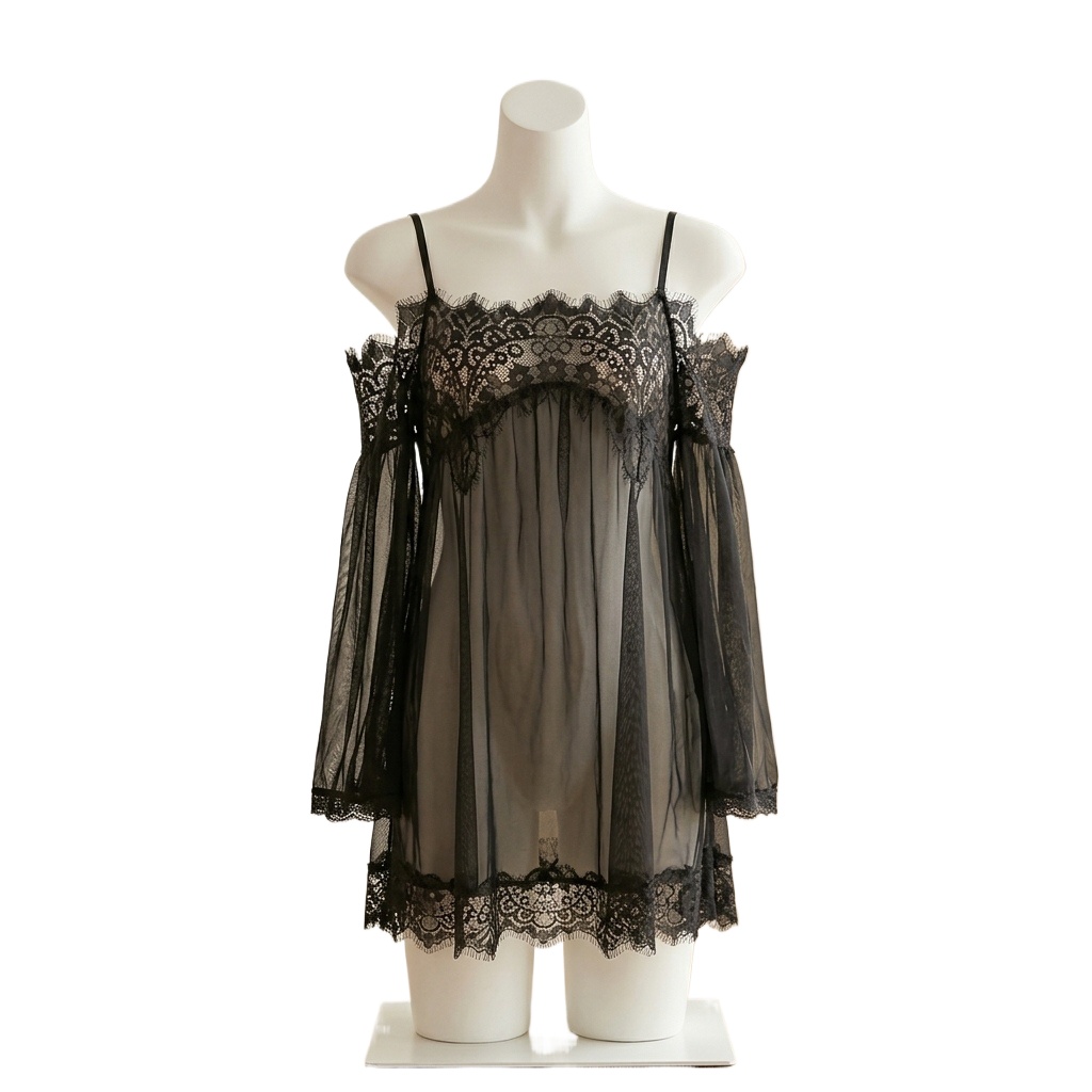 Женское черное кружевное белье – обзор и цена Babydoll Chemise Night